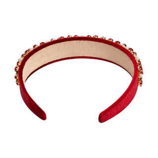Wide Heirloom Jewel Headband - Ruby Red