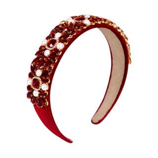 Wide Heirloom Jewel Headband - Ruby Red