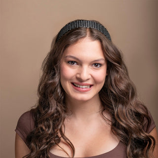Wide Acetate Classic Polka Dot Headband - Black + White