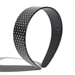 Wide Acetate Classic Polka Dot Headband - Black + White