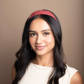 Wide Acetate Classic Polka Dot Headband - Maroon + White