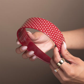 Wide Acetate Classic Polka Dot Headband - Maroon + White