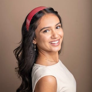 Wide Acetate Classic Polka Dot Headband - Maroon + White