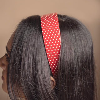 Wide Acetate Classic Polka Dot Headband - Maroon + White