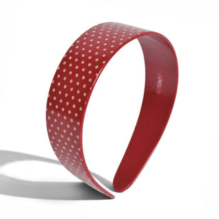 Wide Acetate Classic Polka Dot Headband - Maroon + White