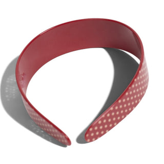 Wide Acetate Classic Polka Dot Headband - Maroon + White