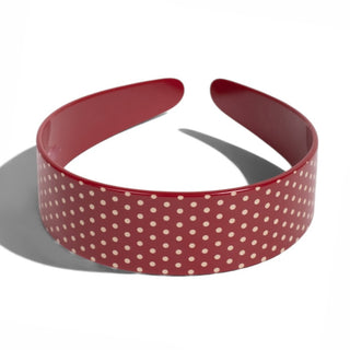 Wide Acetate Classic Polka Dot Headband - Maroon + White