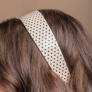 Wide Acetate Classic Polka Dot Headband - White + Black
