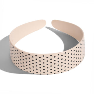 Wide Acetate Classic Polka Dot Headband - White + Black