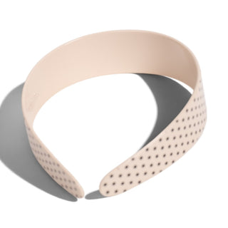 Wide Acetate Classic Polka Dot Headband - White + Black