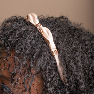 Satin Knot Embellished Headband - Ivory Blush