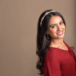 Satin Knot Embellished Headband - Ivory Blush