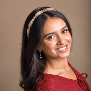 Satin Knot Embellished Headband - Ivory Blush
