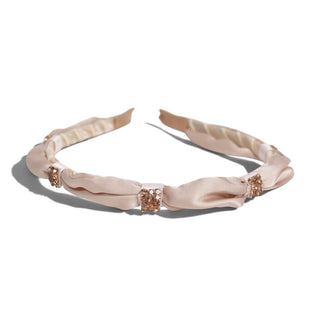 Satin Knot Embellished Headband - Ivory Blush