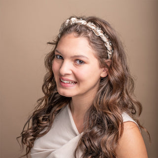 Twisted Satin Rhinestone Headband - Blush Pink