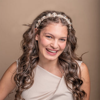Twisted Satin Rhinestone Headband - Blush Pink