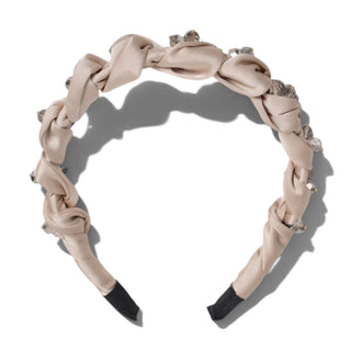 Twisted Satin Rhinestone Headband - Blush Pink