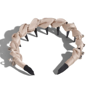 Twisted Satin Rhinestone Headband - Blush Pink
