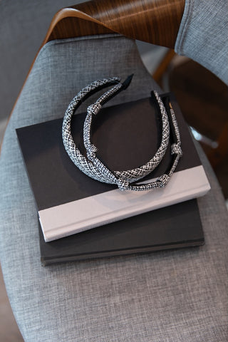 Knotted Tweed Headband - Black Ivory - Headbands of Hope