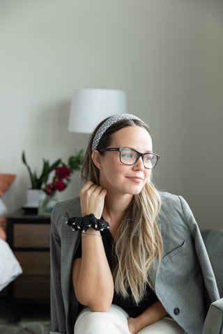 Classic Padded Tweed Headband - Black Ivory