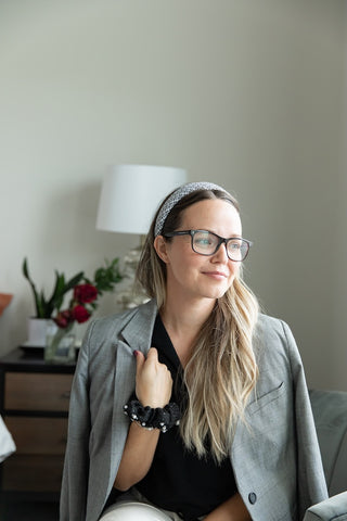 Classic Padded Tweed Headband - Black Ivory - Headbands of Hope