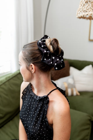 Oversized Satin Scrunchie Duo - Polka Dots - Headbands of Hope