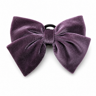Velvet Bow Claw Clip - Plum