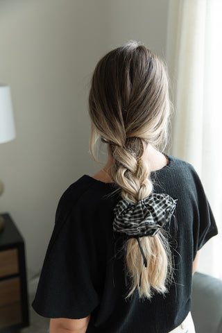 Oversized Ribbon Scrunchie Set of 3 - Plaid Bows - Headbands of Hope