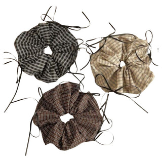 Oversized Ribbon Scrunchie Set of 3 - Plaid Bows - Headbands of Hope