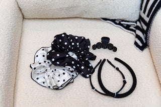 Oversized Satin Scrunchie Duo - Polka Dots - Headbands of Hope