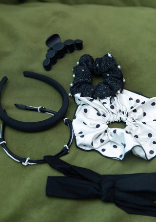 Oversized Satin Scrunchie Duo - Polka Dots - Headbands of Hope