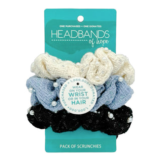 Tweed Scrunchie Set of 3 - Sequin Pearls - Headbands of Hope