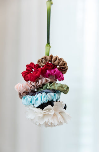 Satin Scrunchie Set - Olive, Burgundy, Gold - Headbands of Hope