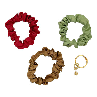 Satin Scrunchie Set - Olive, Burgundy, Gold - Headbands of Hope
