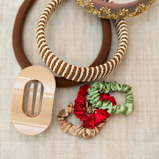 Satin Scrunchie Set - Olive, Burgundy, Gold - Headbands of Hope
