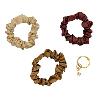Satin Scrunchie Set - Camel, Chestnut, Cream - Headbands of Hope
