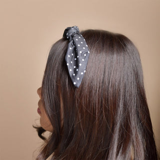 Luxe Bamboo Knotted Headband - Black Polka Dots