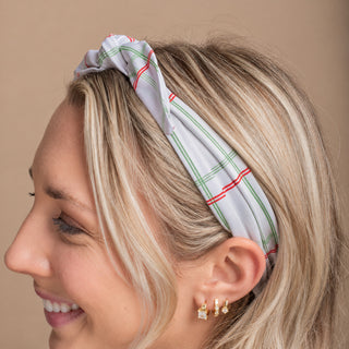 Luxe Bamboo Knotted Headband - Holiday Plaid