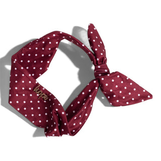 Luxe Bamboo Knotted Headband - Maroon Polka Dots