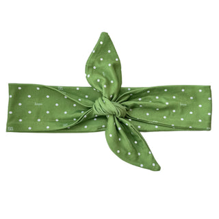 Luxe Bamboo Knotted Headband - St. Baldrick's Green Polka Dot - Headbands of Hope