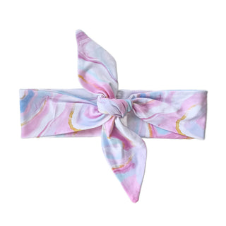 Luxe Bamboo Knotted Headband - Cotton Candy Skies Marble - Headbands of Hope