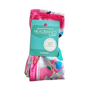 Satin Abstract Floral Headscarf - Pink + Coral - Headbands of Hope