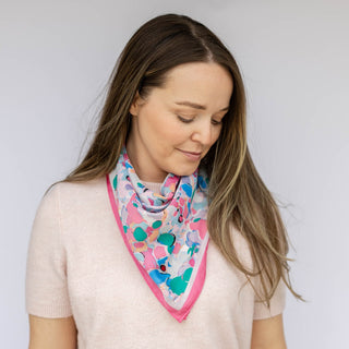 Satin Abstract Floral Headscarf - Pink + Coral - Headbands of Hope