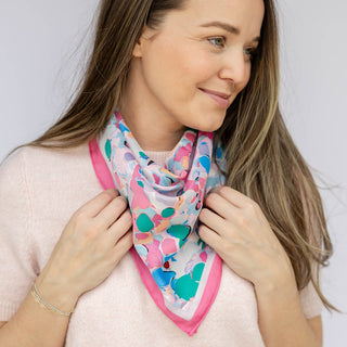 Satin Abstract Floral Headscarf - Pink + Coral - Headbands of Hope