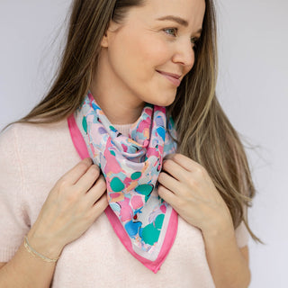 Satin Abstract Floral Headscarf - Pink + Coral - Headbands of Hope