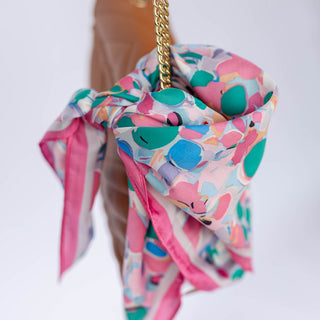 Satin Abstract Floral Headscarf - Pink + Coral - Headbands of Hope