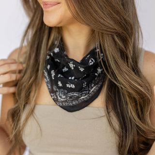 Ponytail Hair Scarf - Black Paisley - Headbands of Hope