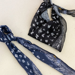 Ponytail Hair Scarf - Blue Paisley - Headbands of Hope