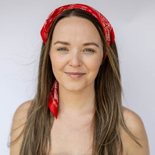 Satin Paisley Headscarf - Red