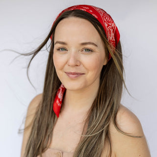 Satin Paisley Headscarf - Red